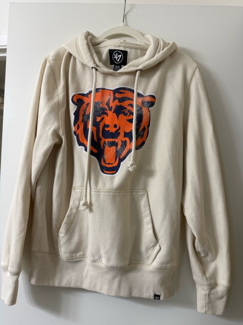 ’47 Brand Chicago Bears Hoodie – Men’s Medium | Cream Pullover Sweatshirt